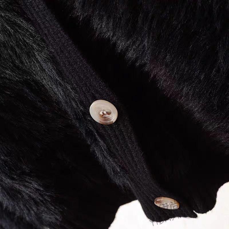 Autumn Winter Women V-neck Single Breasted Imitation Mink Fur Mohair Soft Knitted Sweater Cardigan Coat Jacket