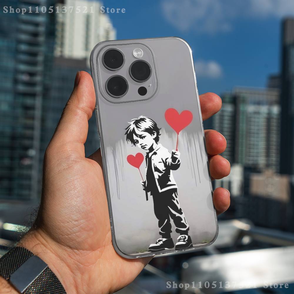 Graffiti B-Banksyes Artist Phone Case For iPhone 17,16,11,15,13,14,12,Air,Mini,Plus,Pro,Max,Plus,E Clear Soft Shell