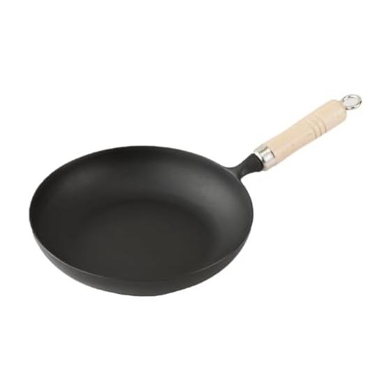 Iwachu Omelet Pan 24 (with Wooden Handle) Black Baked Inner Diameter 23.5cm IH Compatible Frying Pan Nambu Tekki 24006