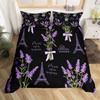 Lavender King Queen Duvet Cover Purple Flower Butterfly Bedding Set Abstract Marble Floral Comforter Cover Polyester Quilt Cover