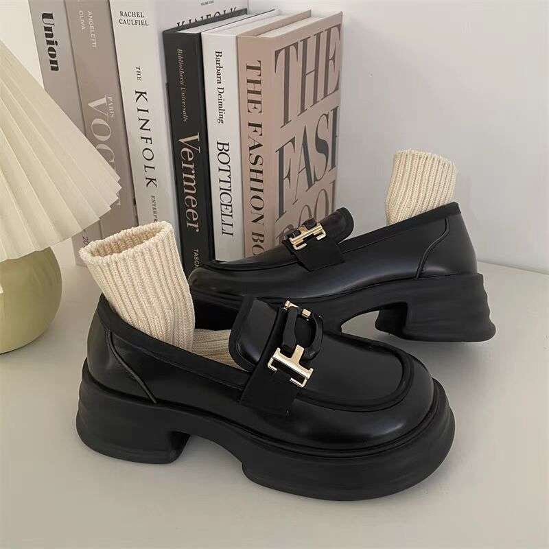 British Style Small Leather Shoes Women's Loafers 2025 New Platform Loafers Women's Casual Versatile One-pedal Jk Single Shoes