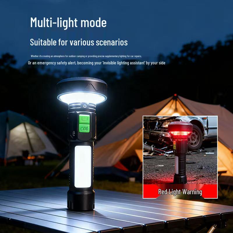 Rechargeable LED Flashlight with Multi-Mode, Long Range, and COB Side Light for Home and Outdoor Use