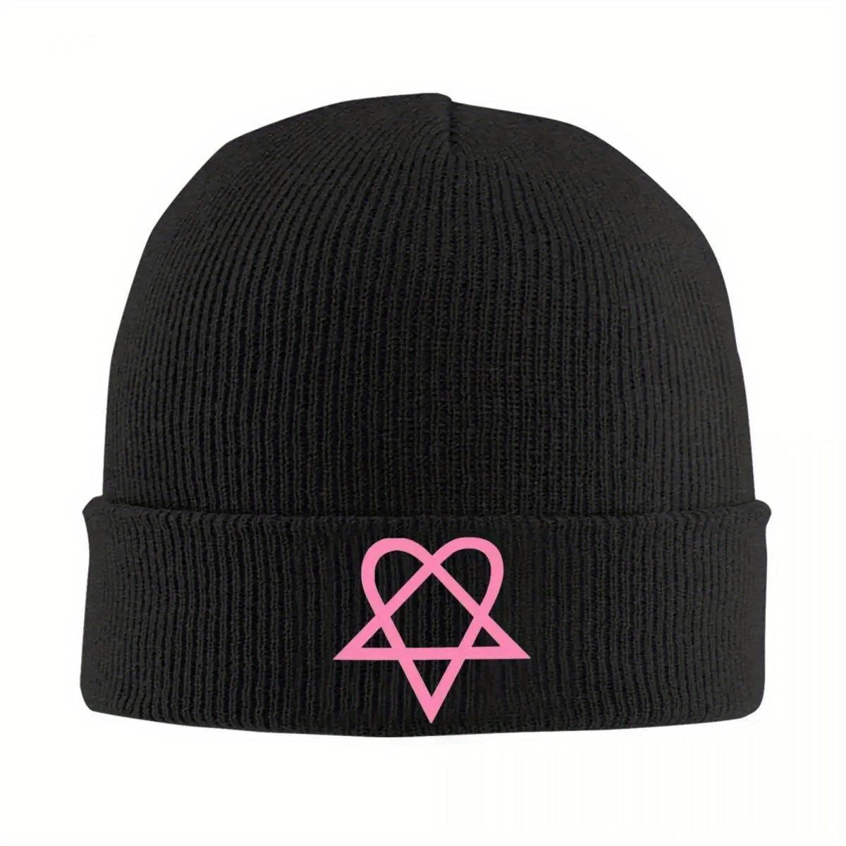Шапка Heartagram HIM Шапки-бини Вязаная шапка с принтом Осень Зима Уличная Унисекс Взрослая K-pop Эластичная шапка