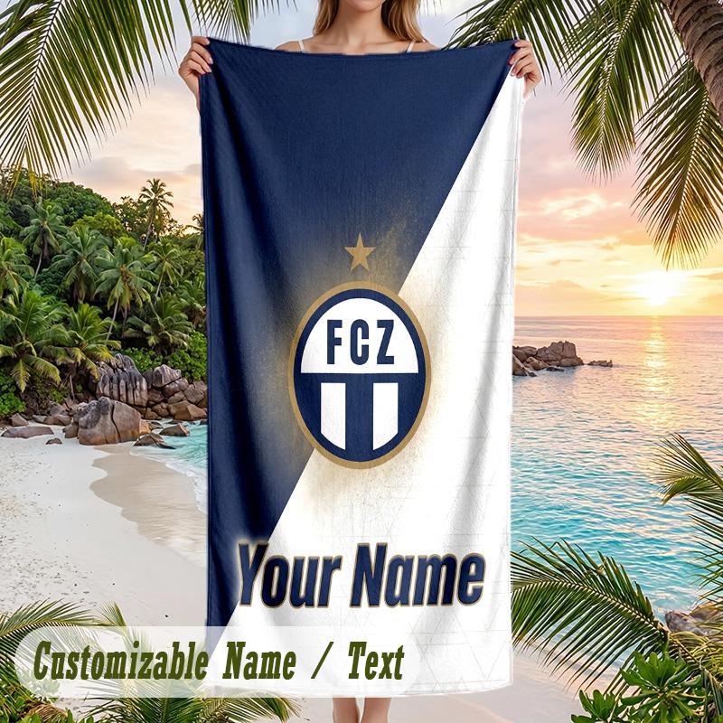 Asciugamano da Spiaggia Stampa FC Zürich Nome Personalizzato Testo Asciugamano Morbido per Piscina