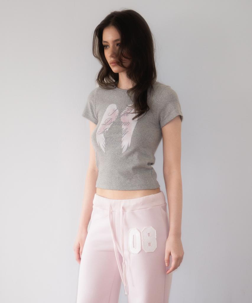 ROSEFRANTZ Angel Wing Lettering T-Shirt [Gray]