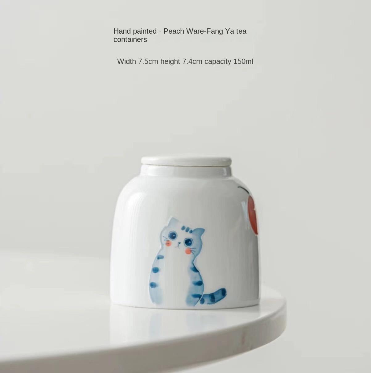 

Hand Painted Cat Ceramic Tea Pot Portable Portable Small Tea Jar Fragrance Jar Sealed Tea Pot Tea Canister Tea Tin Tea Container