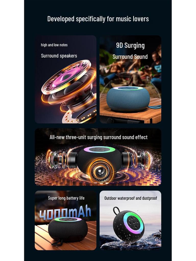Bluetooth Speaker G25: Superior Bass, High-Quality Sound, Portable, for Home or Outdoor Use.