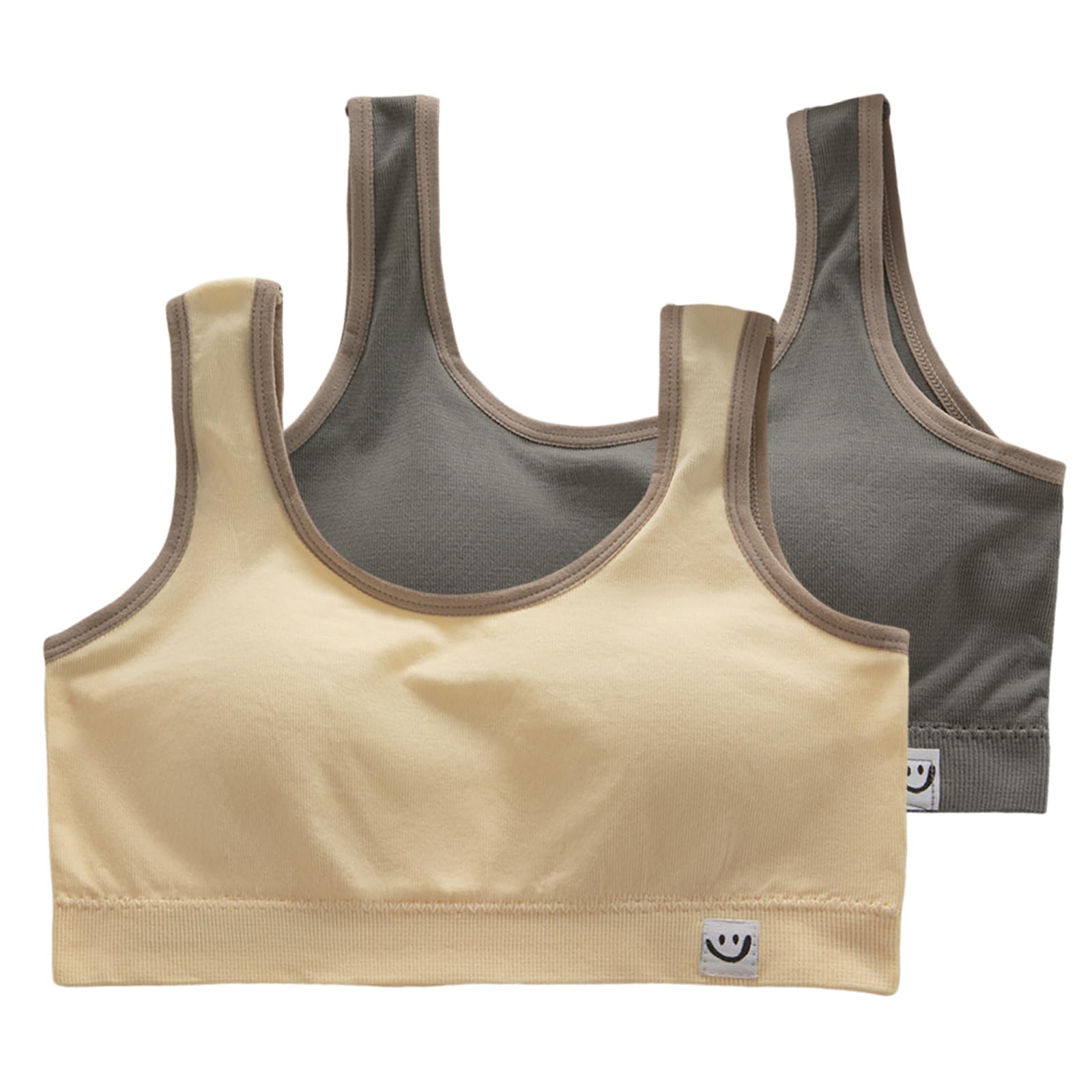 

Girls Cotton Sports Half Set of Wireless Growing Elementary Middle High School [Narebuy] Bra, Material, Bra, Top, Plain, 2, Elasticity, Fashion,