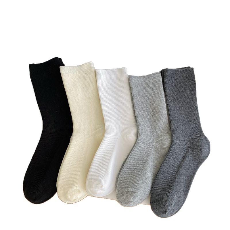 

Женские гольфы до середины икры в вертикальную полоску - Белые Осенние Тонкие