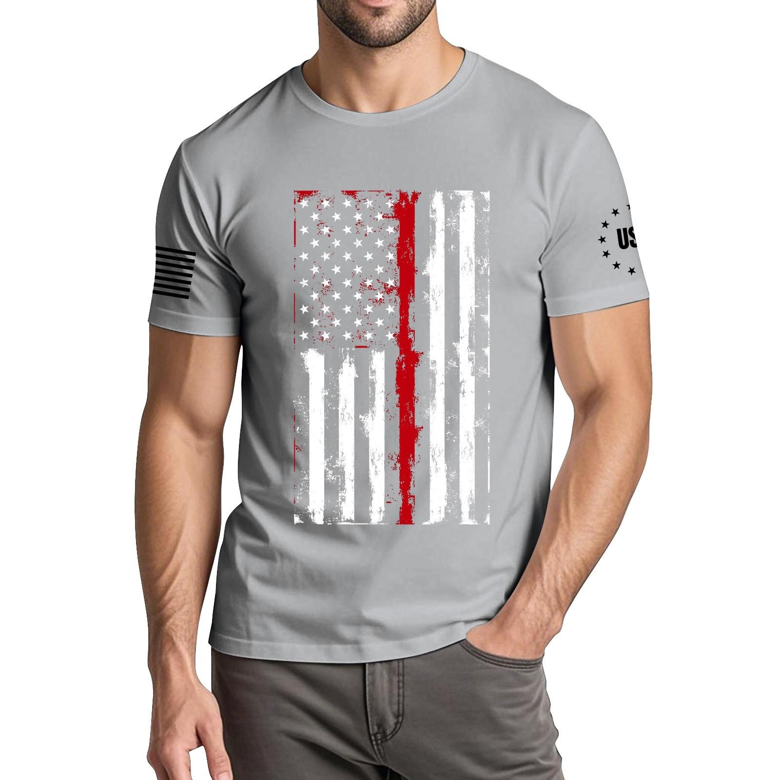 

Мужская модная повседневная футболка с круглым вырезом и коротким рукавом с принтом «День независимости» XXL