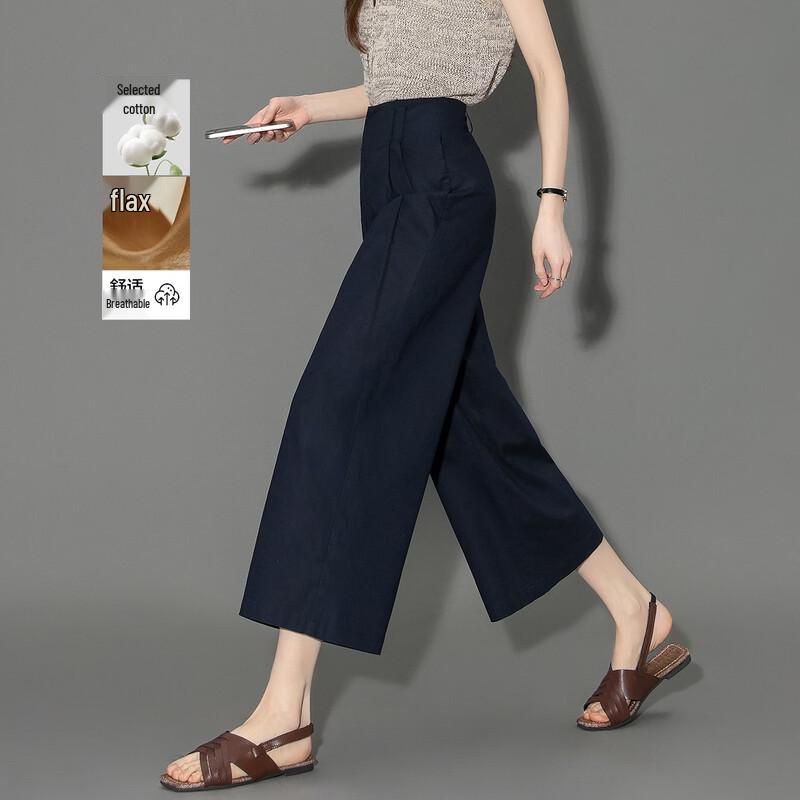 Demana Women s Linen Blend Straight-Leg Cropped Pants XL