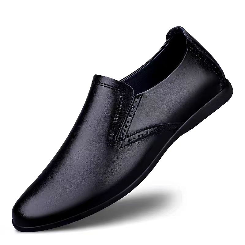 

Роскошные брендовые коричневые мужские деловые кожаные туфли для взрослых, повседневные, без застежек, лоферы для торжественного платья, дышащие, мягкие туфли на плоской подошве для мужчин, водителей 45 чёрный