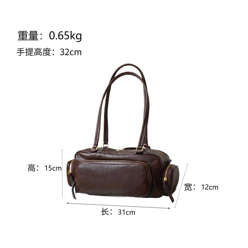 First-layer cowhide leather women's bag vegetable tanned leather large-capacity retro handbag commuter tote bag women