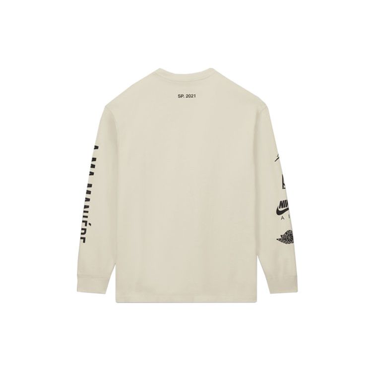 Jordan Air  3 X A Ma Maniere Co-Branded Logo Print Long Sleeve Crew Neck T-Shirt Men Tops Cream CV3449-292