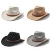Ethnic Style Suede Felt Dress Hat With Wide Brim For Men Women Autumn Winter