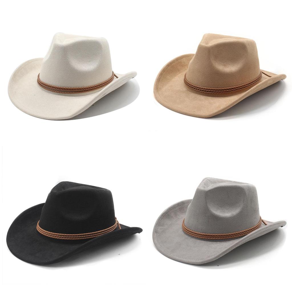 Ethnic Style Suede Felt Dress Hat With Wide Brim For Men Women Autumn Winter