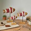 3 Pcs Wooden Fish Tabletop Centerpiece Ocean Sea Animal Sculpture Rustic Standing Wood Fish Sign Table Ornament for Coastal Beach Home Office Decor