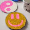 DIY Smiley Face Pattern Punch Needle Embroidery Coaster Suitable For Beginners Handmade Embroidery Set Room Decoration Gift