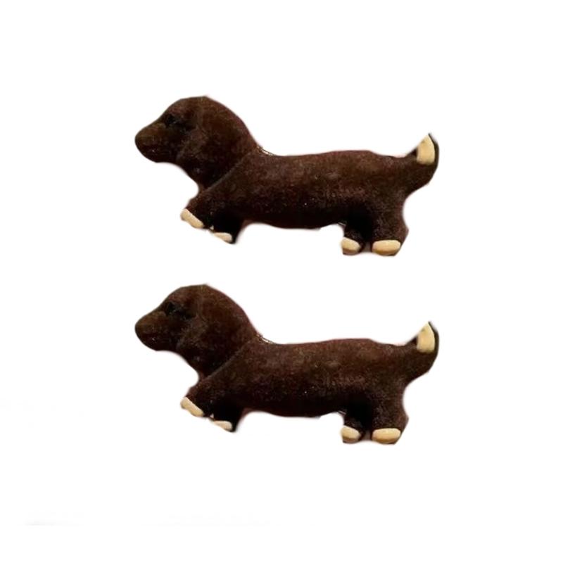 2PCS Popular Flock Dachshund Hair Barrettes With Side Clasp NonSlip Hairpin For Teens Girl Gentle Hair Accessories