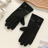 Warm gloves Three-line rabbit velvet men's and women's fashion cold-proof velvet outdoor cycling autumn and winter gloves