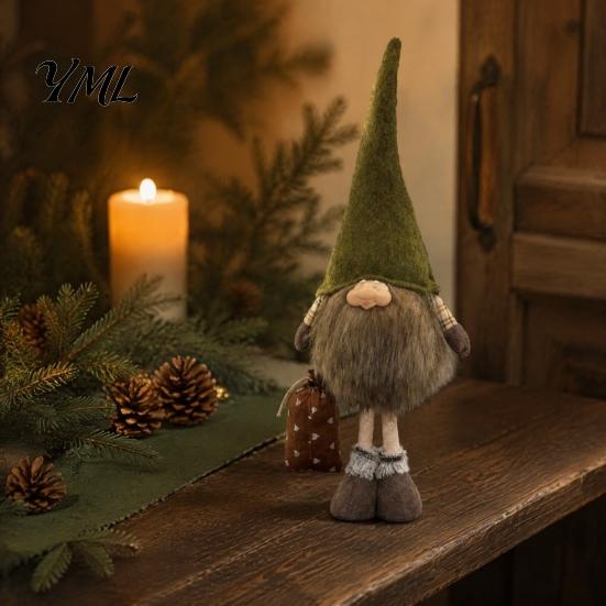 Desktop Display Figurines Vintage Farmhouse Gnome Figurine, Dangle Leg Statue, Rustic Tabletop Forest Theme Shelf Decor Ornament for Fall Thanksgiving