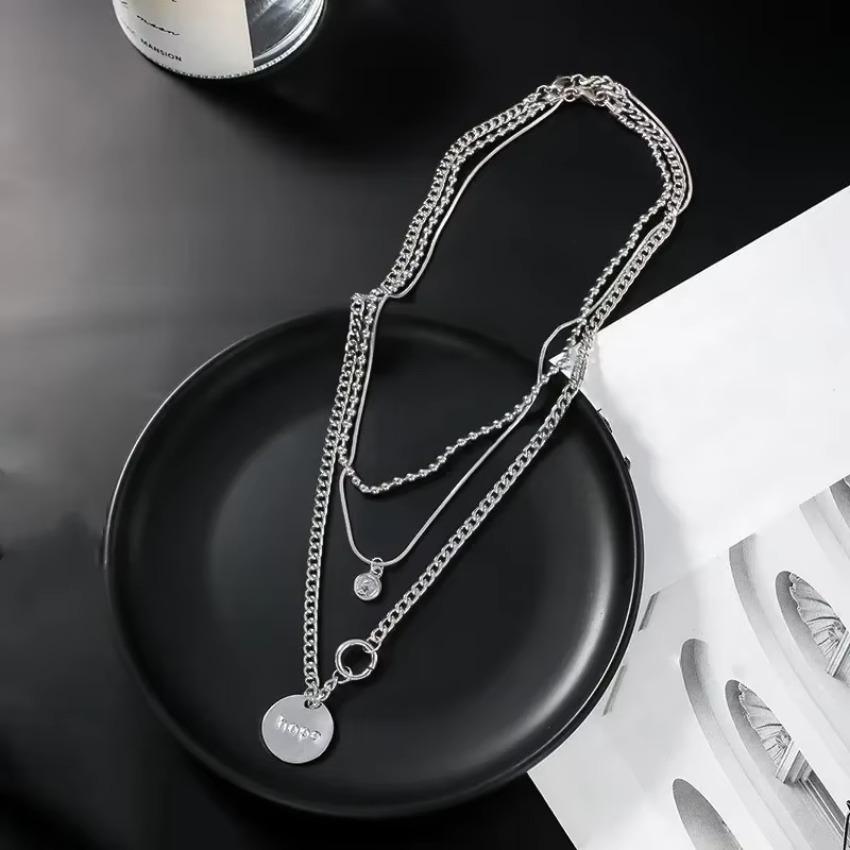 Fashion Titanium Steel Chain Necklace Female Europe and America Double Clavicle Chain Hip Hop Sweater
