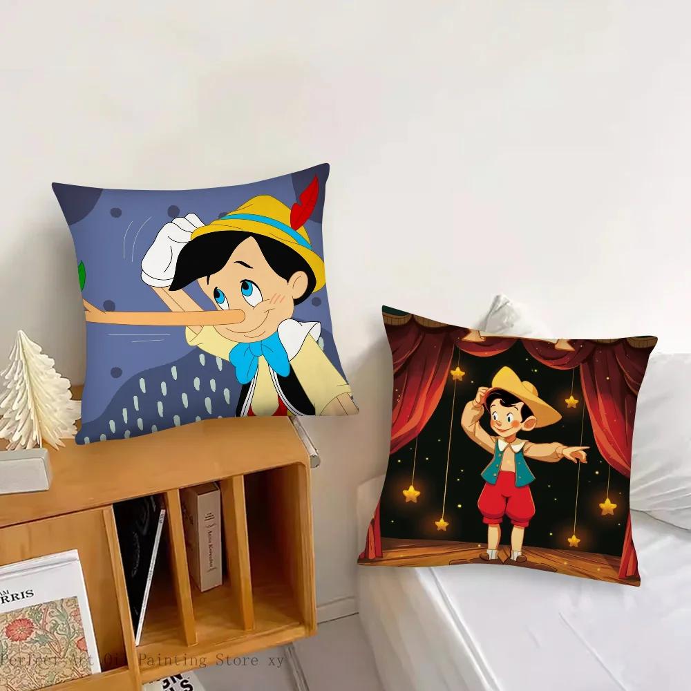 Classic Fairy Tale P-Pinocchio Animation Pillow Case Square Pillow Bedroom Sofa Leisure Comfort LivingRoom Home Decoration 40X40