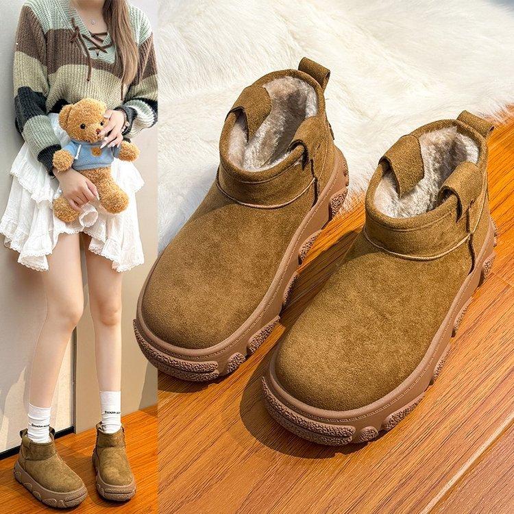 Thick-soled snow boots women's 2025 new winter velvet bread shoes waterproof, non-slip and warm Northeast cotton shoes