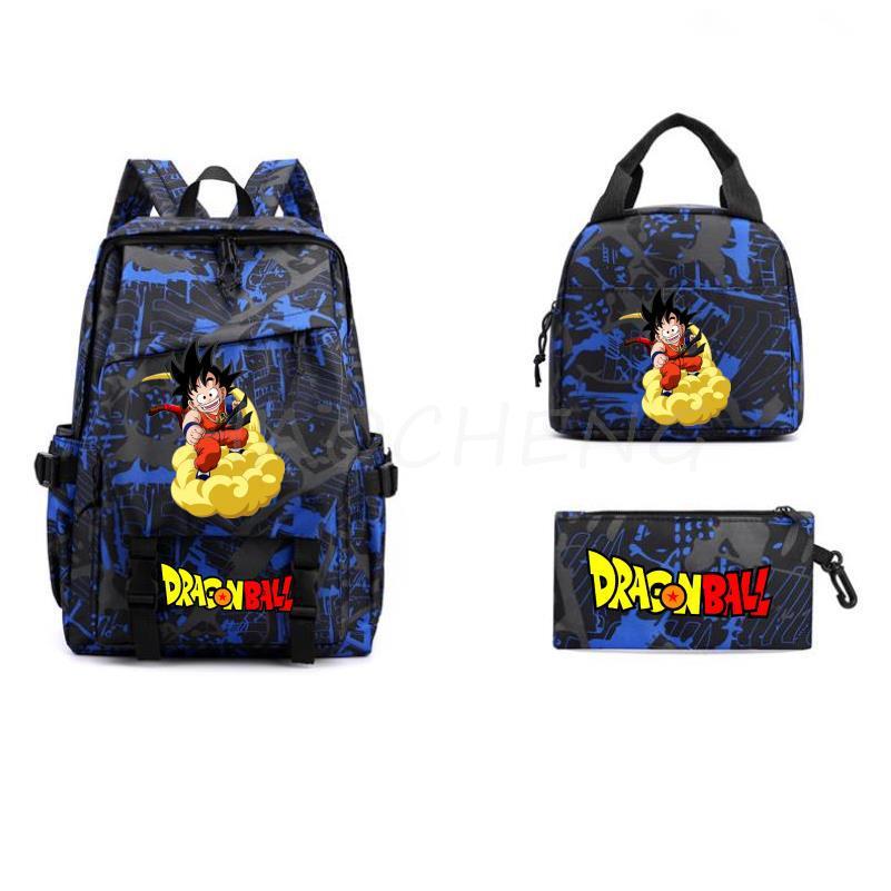 Dragon Ball Peripheral Cartoon Printed Backpack 3PCS Set Student School Bag Shoulder Bag Pencil Case Set