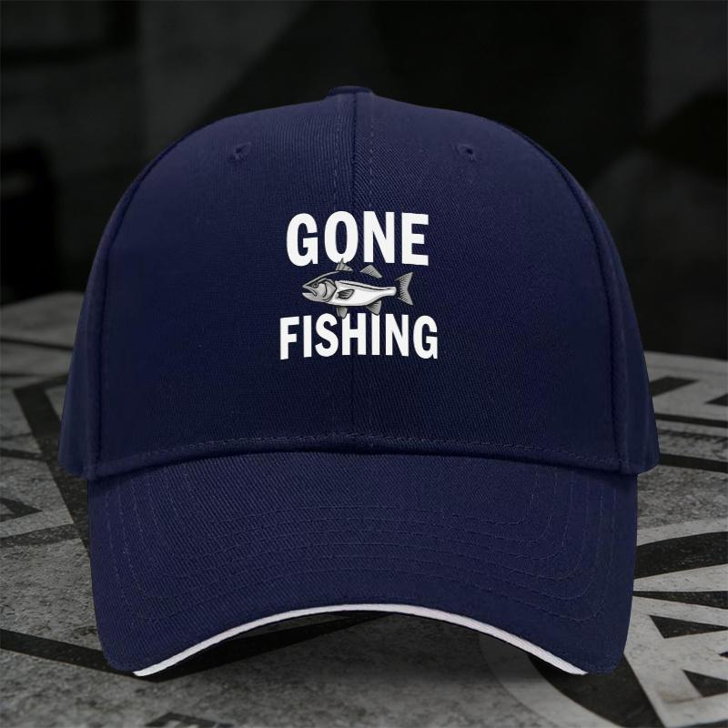 Gone Fishing Graphic Baseball Cap Polyester Adjustable Outdoor Casual Unisex Adult Hat
