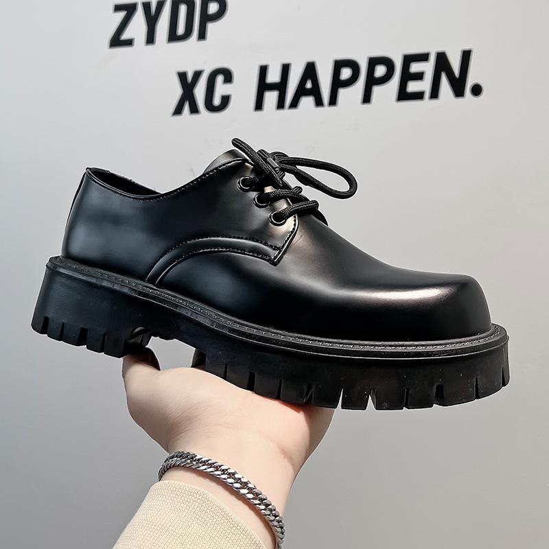 

2024 Британские туфли-дерби на платформе для повседневного ношения на официальной деловой свадьбе черные кожаные туфли 2112-A 38 чёрный