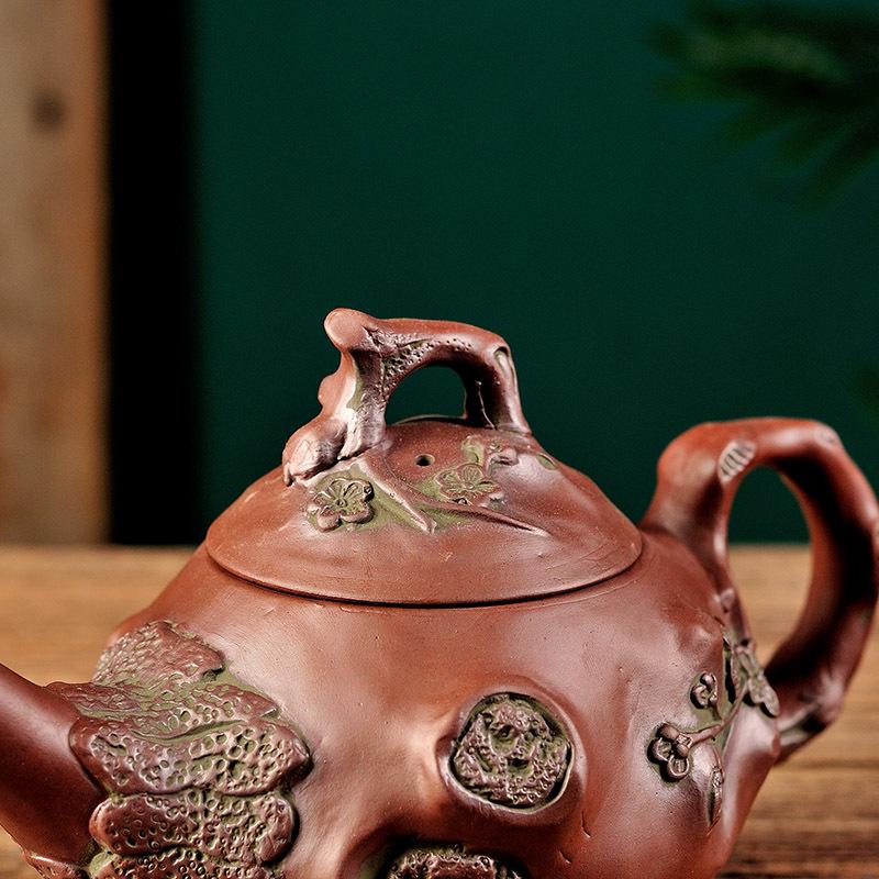 

Чайник из необработанной руды, круглый, большой, из фиолетовой глины, с длинным носиком, для чая с цветками сливы, с фильтром, из фиолетового песка, из киноварной глины, чайник для чая кунг-фу