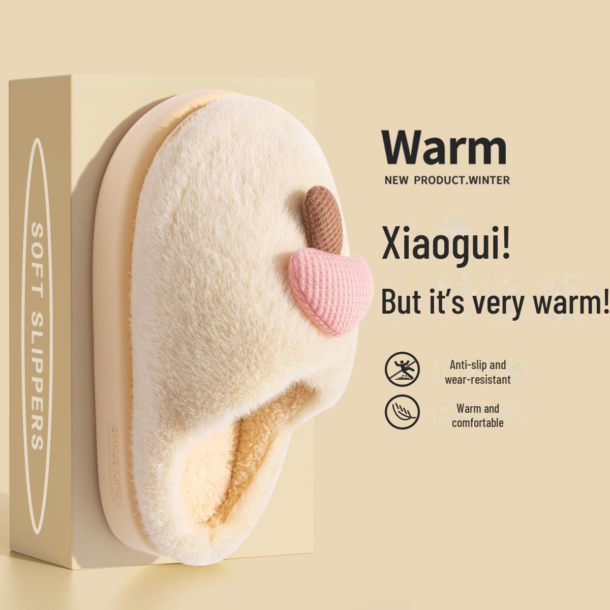 Милые женские тапочки из хлопка с грибами Толстая подошва нескользящий мех EVA для дома на осень и зиму Идеально подходит для пар и семейных пар 36-37 Fits 35-36 1189₽