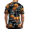 Men's Casual Printed Crew Neck Lightweight Breathable Short Sleeve Shirt Halloween Pattern Comfortable Fit