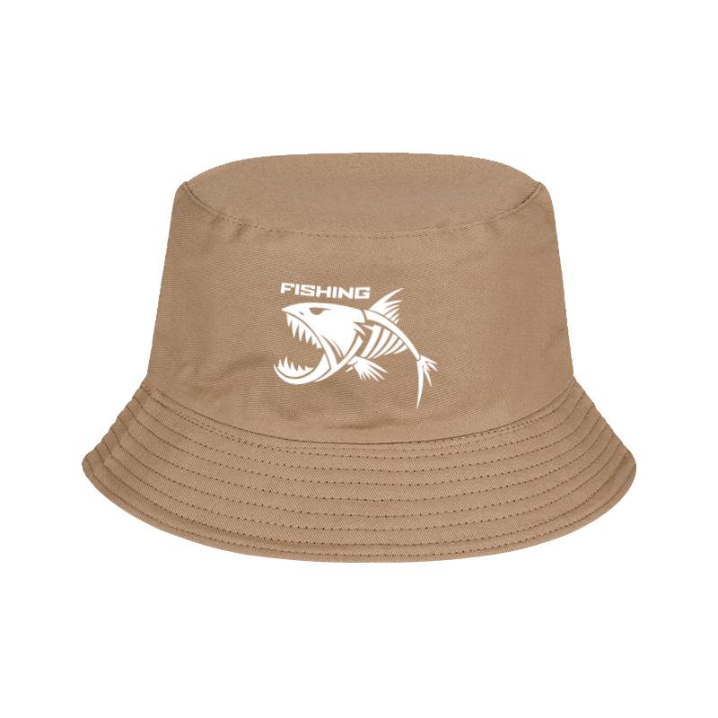 Skeleton Fish FISHING Print FisherUnisexs Hat Casual Camping Outdoor Unisex Sun Hat for Fishing Enthusiasts