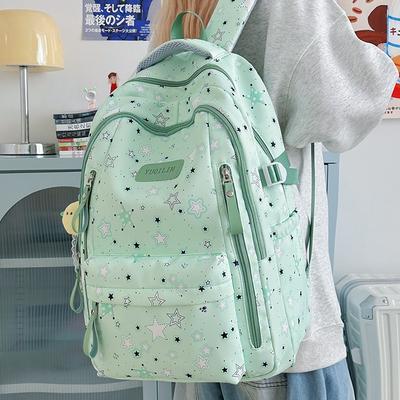 Student Schoolbag Junior High School High School Student Large Capacity Cute Star Backpack Women's New Casual Backpack