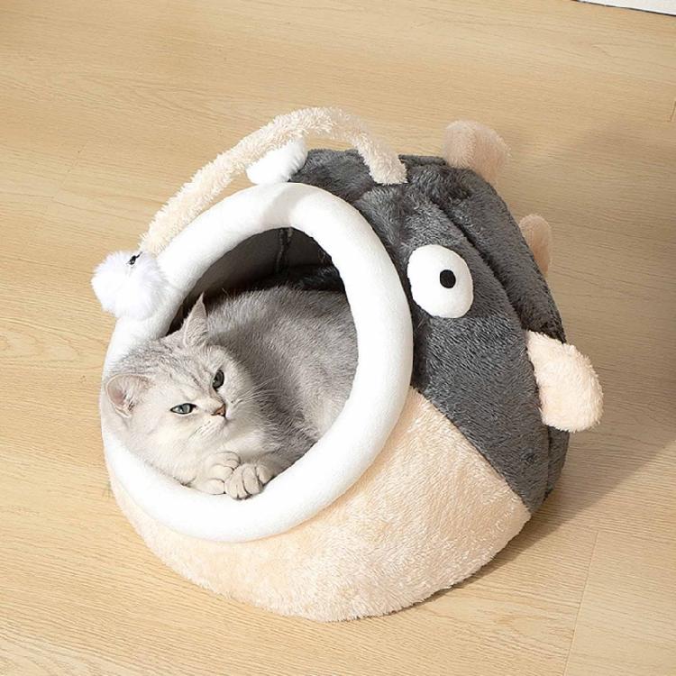Pet Bed House Semi-closed Cave Tent for Small Animals Removable Cushion Pad