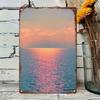 Vintage Metal Wall Art – Rustic Sunset Sea Tin Sign, Retro Iron Decor for Bar, Kitchen, Restaurant