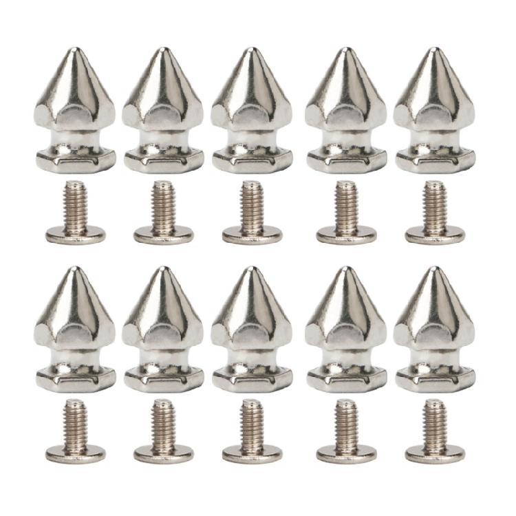 Clous à pointes Rivets Métal Argenté Rivets Décoratifs Punk, 10 Pièces Rivets Pointus à Visser Boucles Bouton Gothique pour Artisanat DIY
