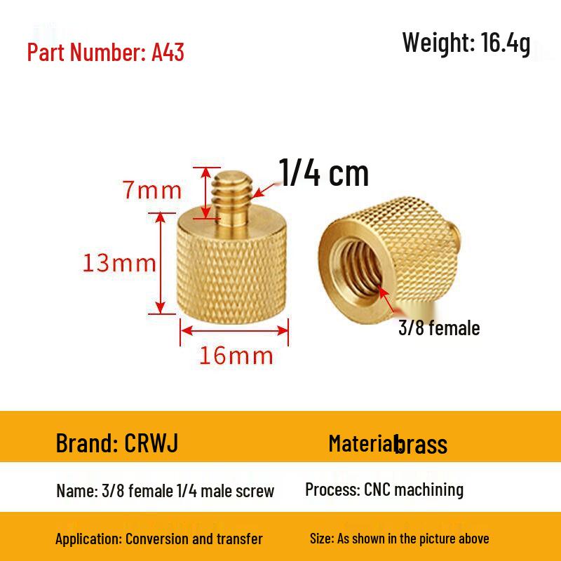 1/4 to 3/8 M4 M5 M6 M8 Screw Adapter for Tripod, Pan/Tilt Camera, Hot Shoe Mount & Light Stand