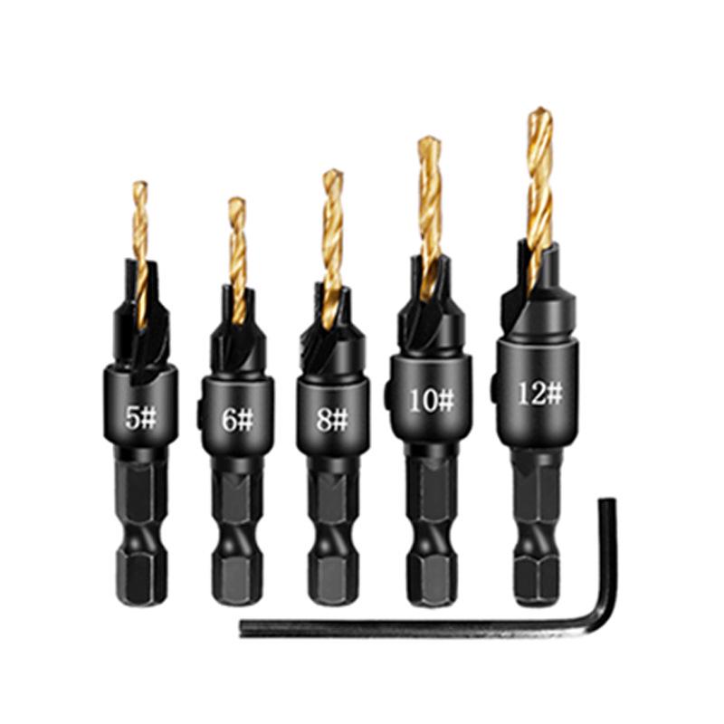 

Набор сверл и зенкеров с титановым покрытием и шестигранной ручкой для пробки