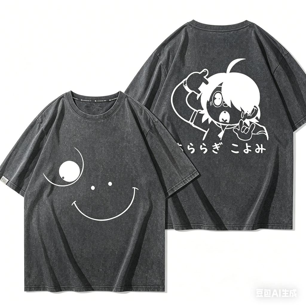 Monogatari Series Anime Lover Washed T-shirt Year round clothing personality Clothes Plus Size Unisex Streetwear Couples Classic
