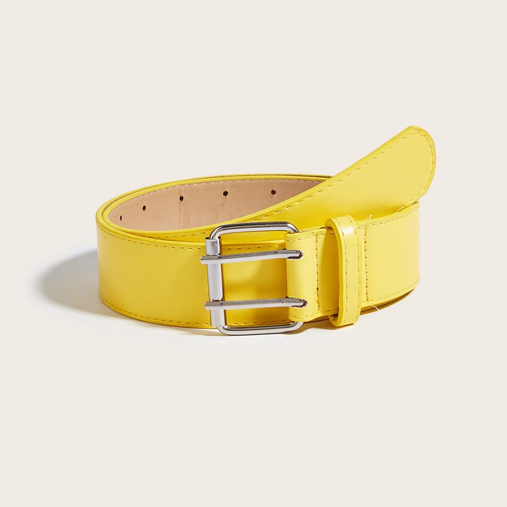 Solid Simple Color Metal Square Buckle Decoration Women Casual Belt For Daily