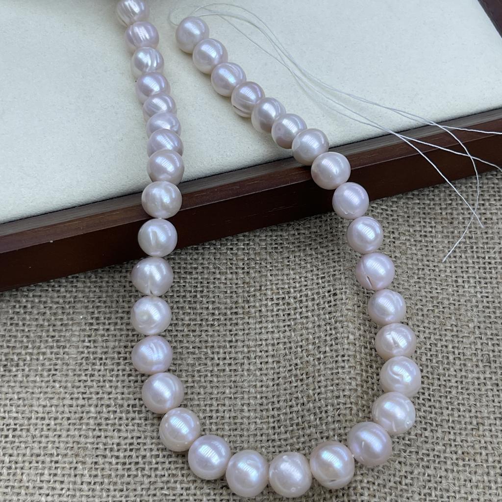 1String, White Natural Freshwater Pearls, Handmade Near Round Pearl Beads for Jewelry Making DIY Crafts (Beads 10-11mm, Length 36cm)