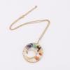 Hand-Wound Natural Stone Crystal Ancient Red Copper Curved Tree Of Life Curved Tree Necklace N01