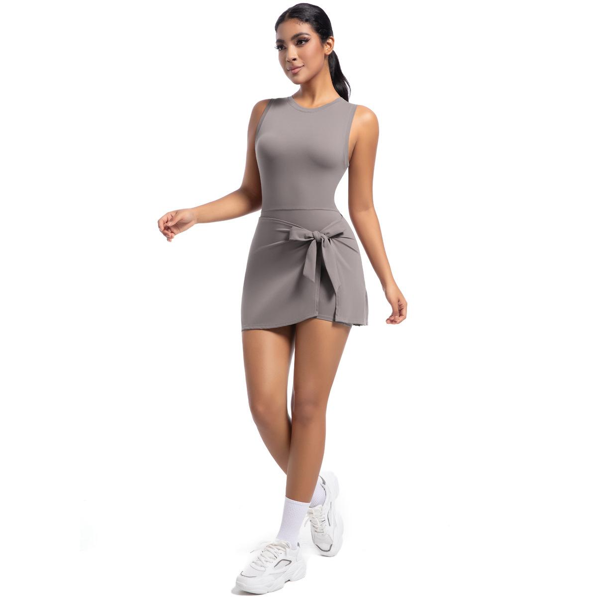 

Новое платье для йоги нюдового цвета с открытой спиной, платье для тенниса, бега на открытом воздухе, женский фитнес-комбинезон XL