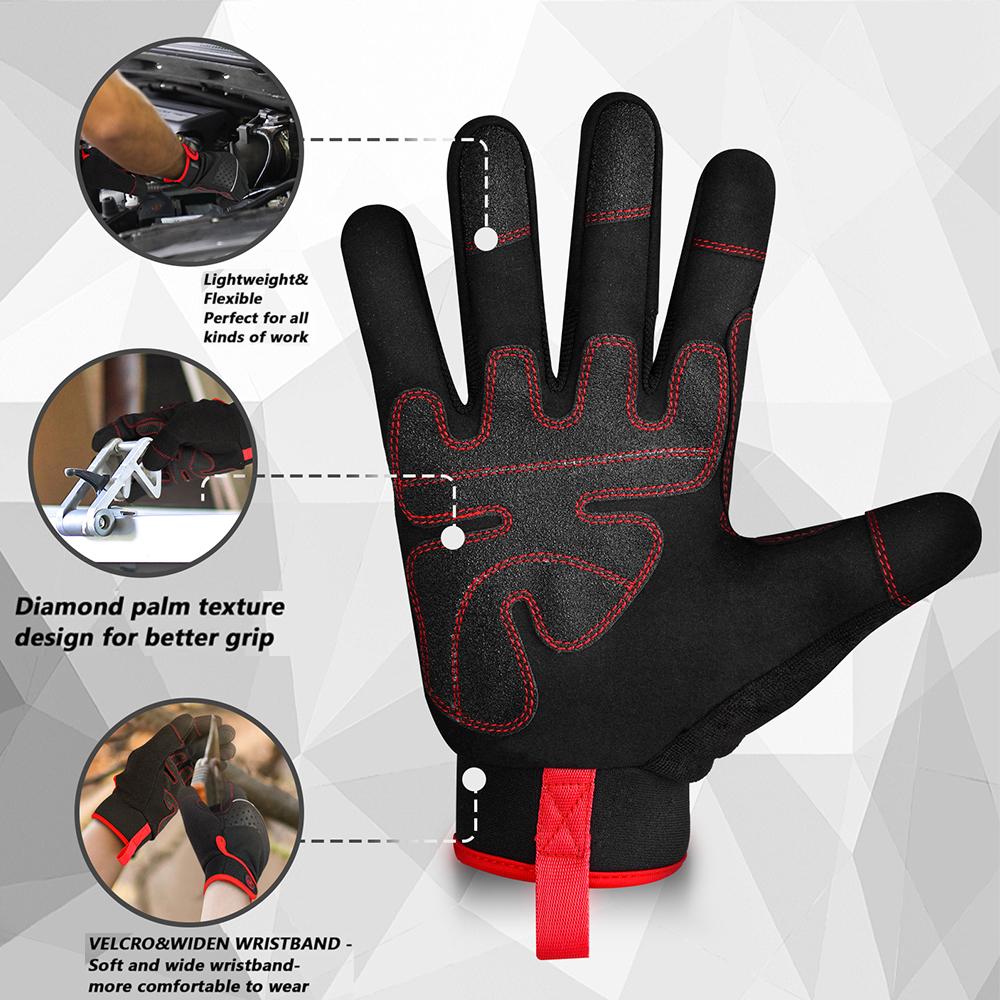 MOREOK Arbeitshandschuhe für Männer/Frauen – [Stärkter Handflächenschutz] Touchscreen-Arbeitshandschuhe Gartenhandschuhe