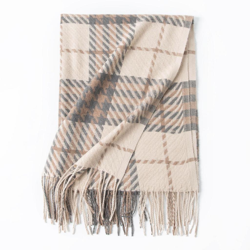 New sweet warm imitation cashmere scarf plaid student couple winter thickened warm scarf