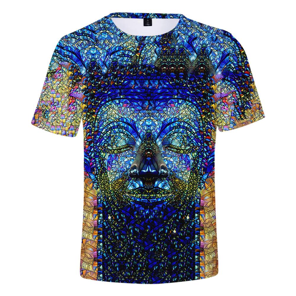 Stained Glass Loose 3D Summer Fashion Men's Clothing 3D Short Sleeved T-shirt