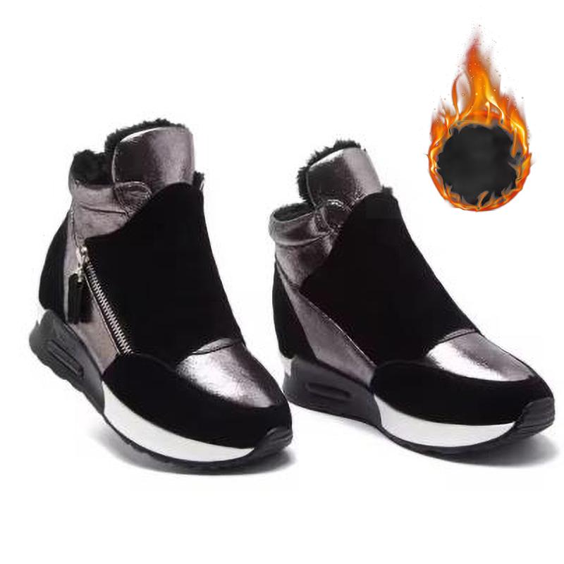 

Женские зимние ботинки Осень Зима Теплая обувь Модные женские высокие кроссовки Увеличение роста 33EU/CN34